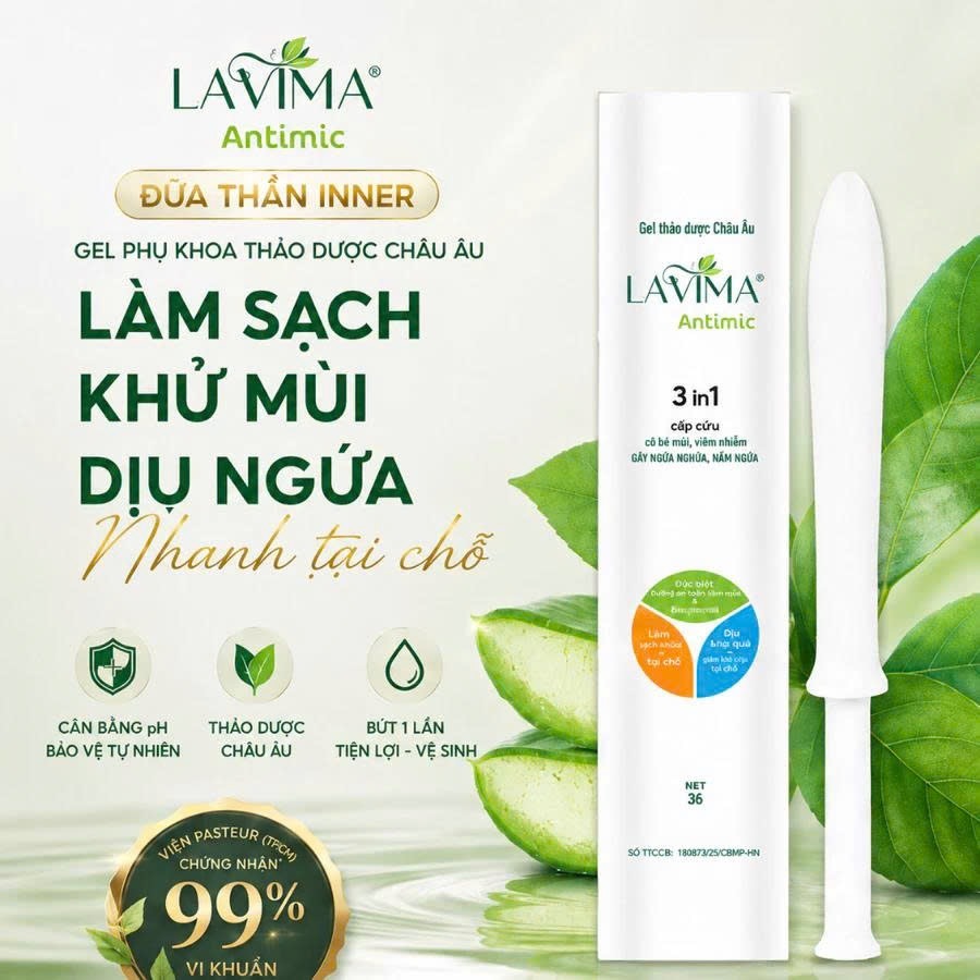 [CHÍNH HÃNG] Bút Gel Phụ Khoa Lavima Thảo Dược Châu Âu Giảm Viêm Nấm Ngứa 3g/Ống Lẻ