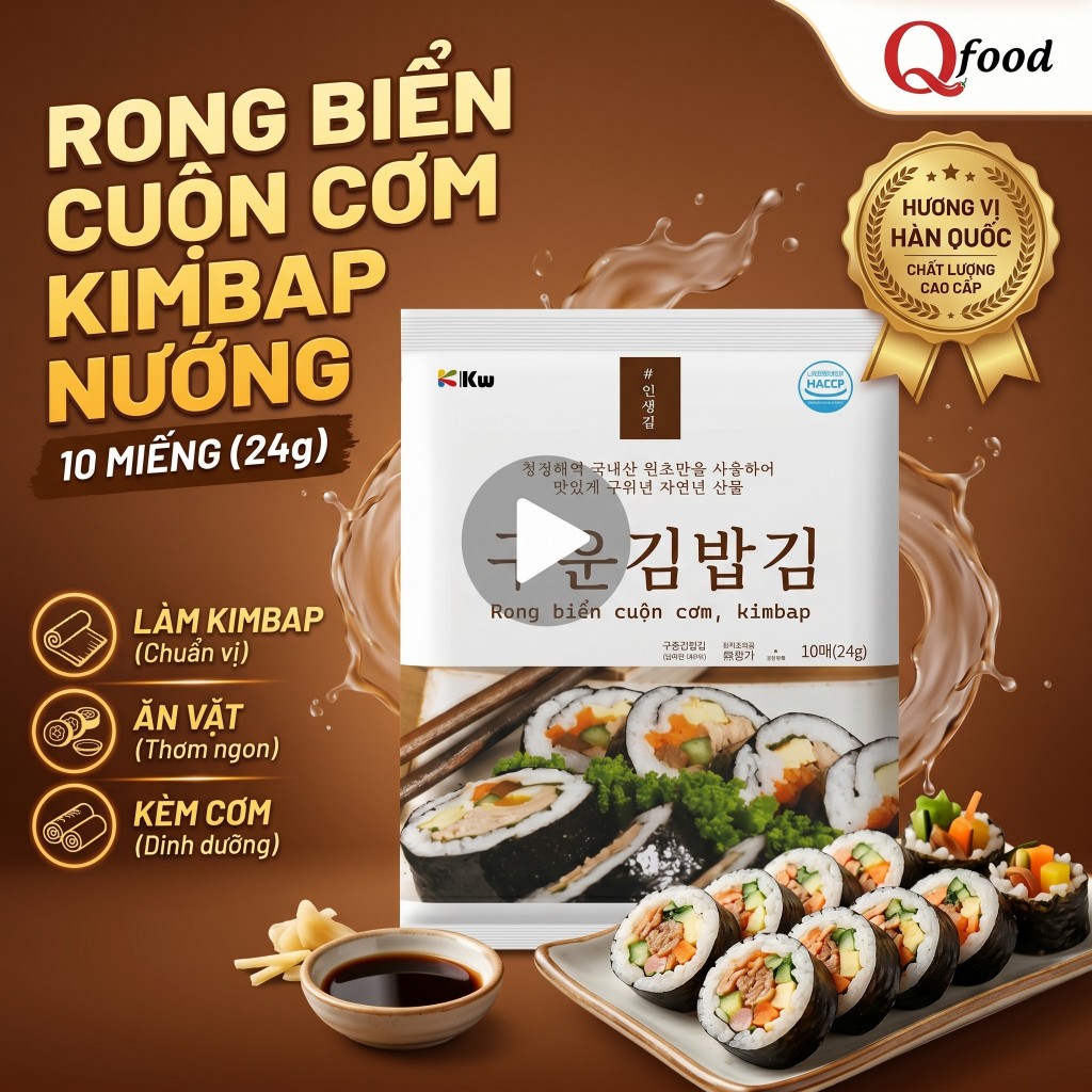 rong biển cuộn cơm - kwook gói 10 lá 24g - rong biển cuộn kimbap - lá kim cuộn - qfood