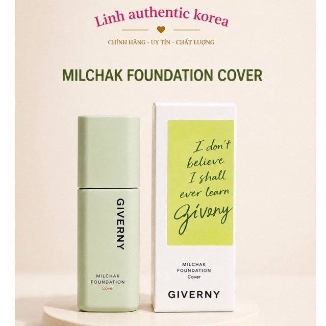 Kem nền nâng tone che khuyết điểm Giverny Close Cover MilChak Foundation SPF30 PA + + 30ml
