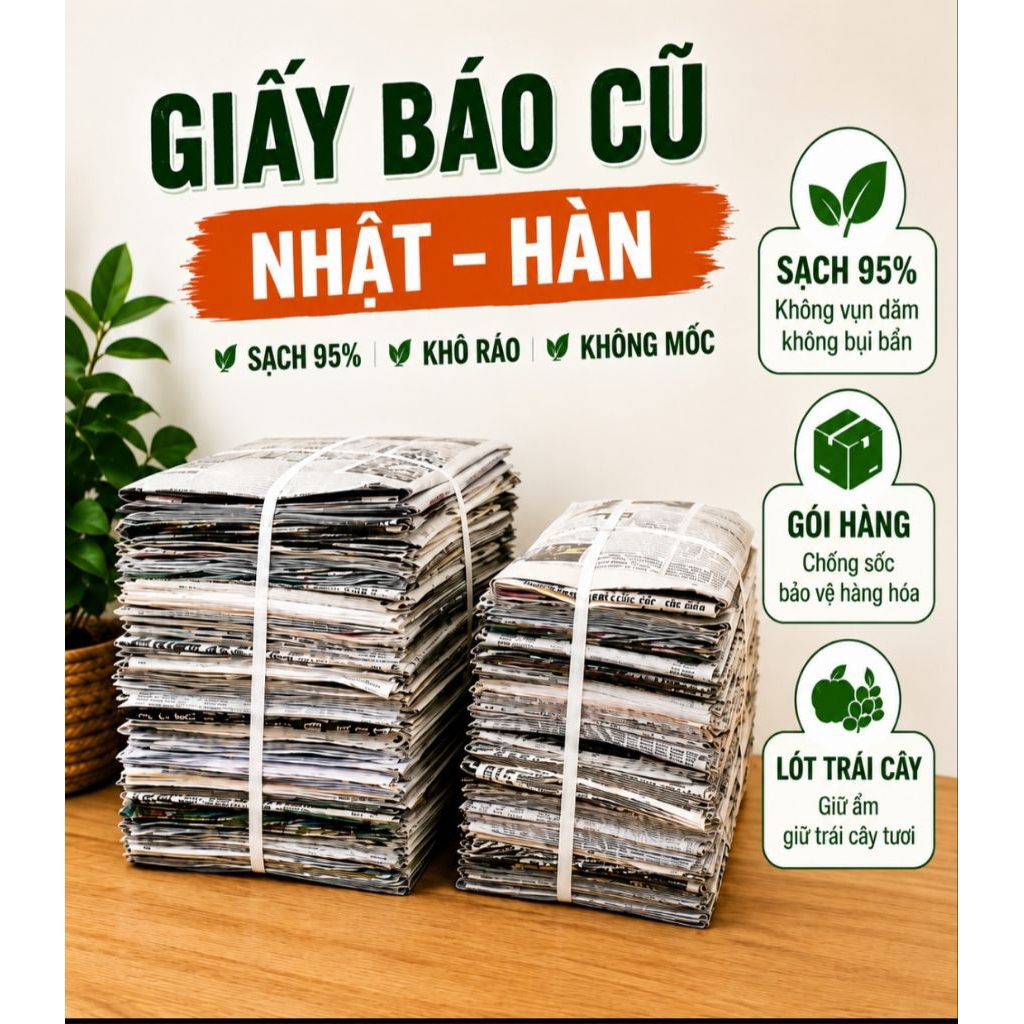 Giấy Báo Cũ Nhật Hàn Sạch 95% Khổ Lớn Gói Hàng Chống Sốc Lót Trái Cây 1kg 2kg 5kg