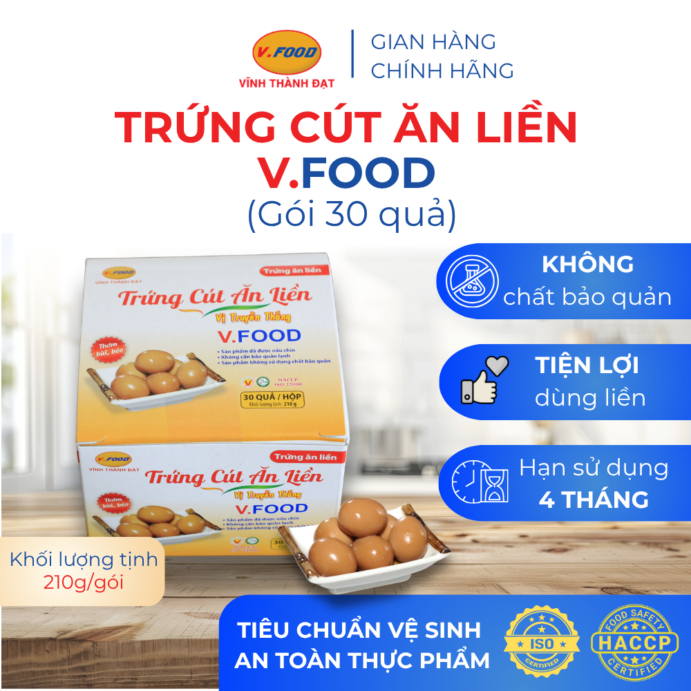 Trứng cút ăn liền V.Food hộp 30 quả món ăn liền giàu dinh dưỡng