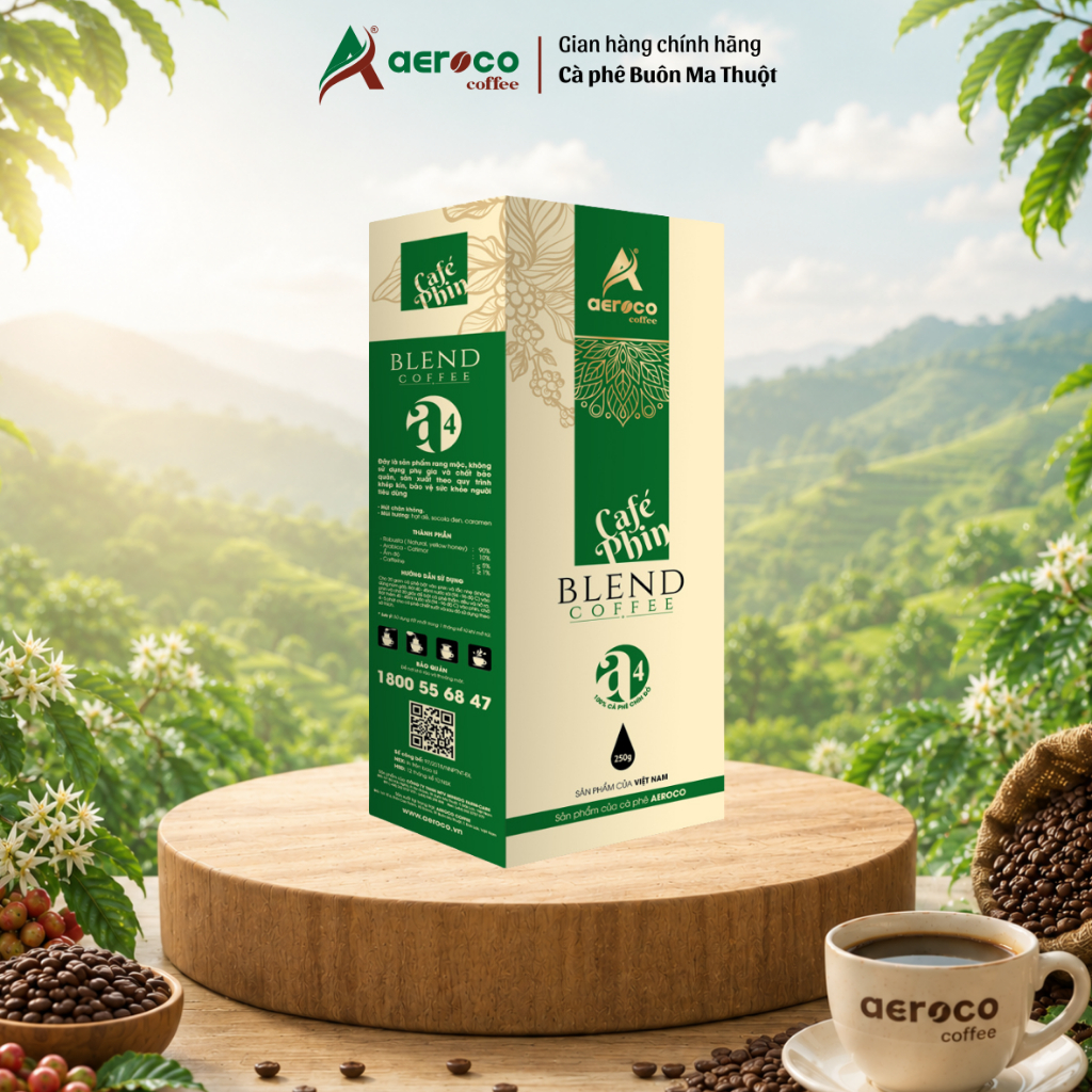 Cà phê đặc sản A4_Specialty Coffee_AEROCO COFFEE nguyên chất 100%, rang mộc, hậu vị ngọt thơm hộp 25