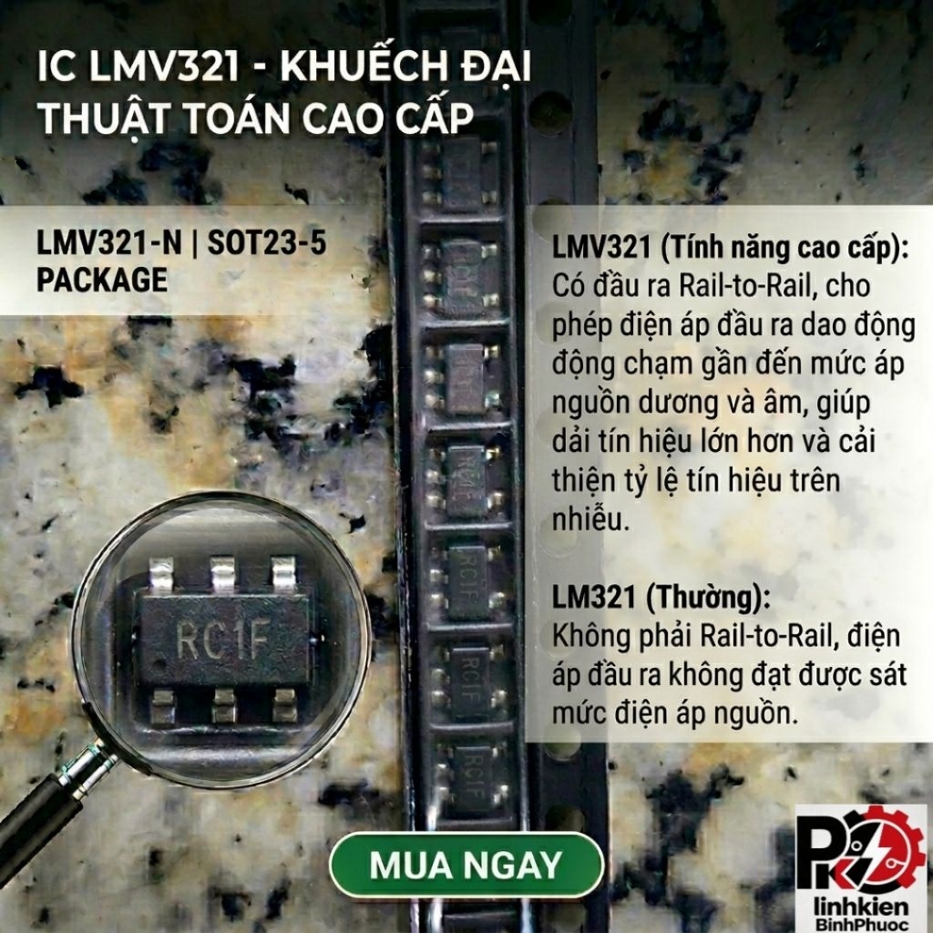 [Combo 5] IC LMV321 SOT23-5 Khuếch Đại Thuật Toán Dán SMD - Đầu Ra Rail-to-Rail Cao Cấp Chính Hãng