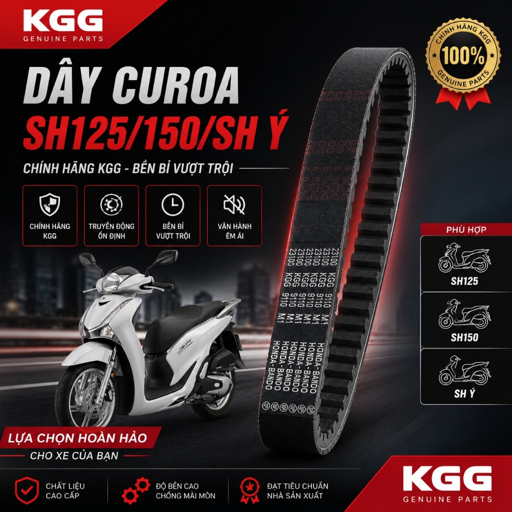 Dây Curoa KGG Cho SH125/SH150/SH Ý 2011-2019 – Dây Curoa Truyền Động Bền Bỉ, Êm Ái, Chống Trượt, Chấ