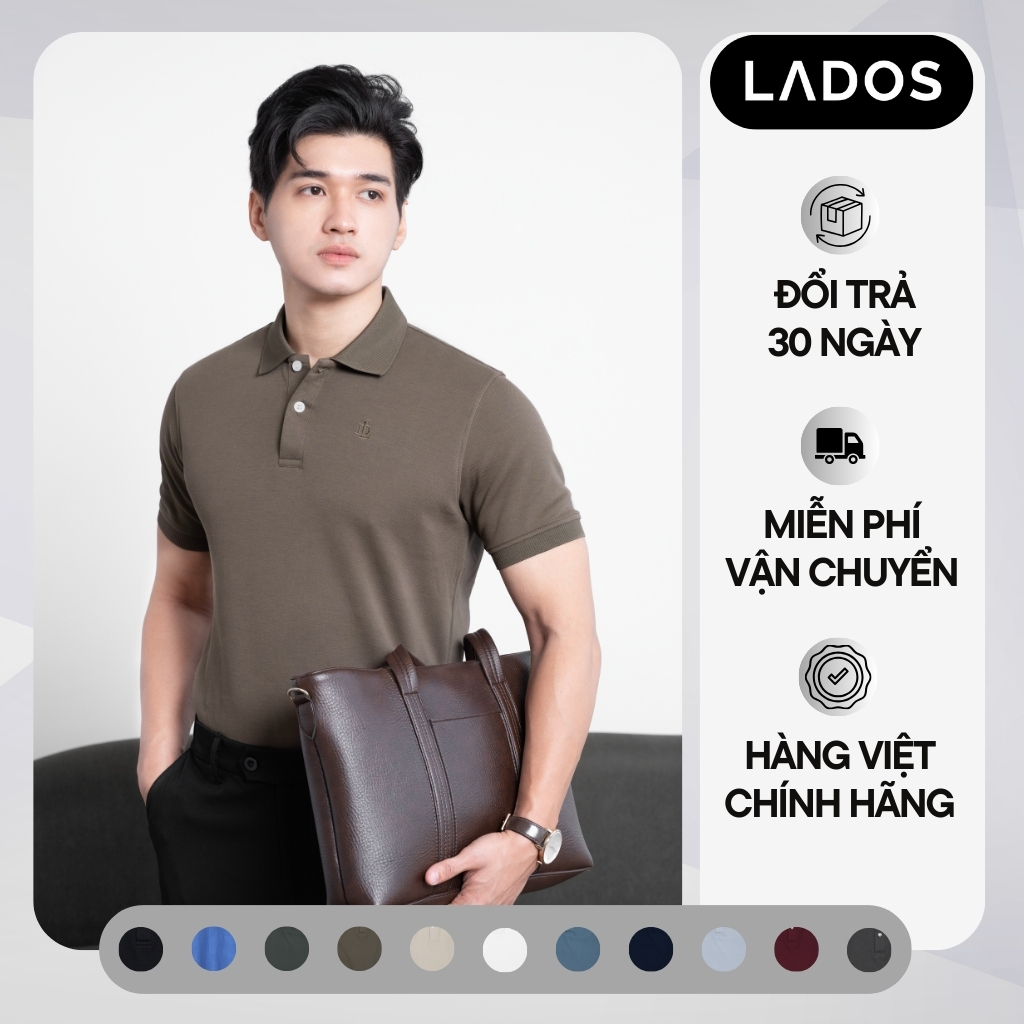 Áo Thun Polo Nam Ngắn Tay Dòng prenium LADOS-39156 Vải Cá Sấu Interlock màu trơn sang trọng phong cách Hàn Quốc