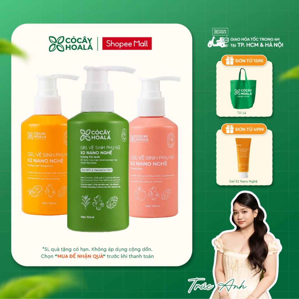 [HỎA TỐC] [LIVE KOL] Dung Dịch Vệ Sinh Cỏ Cây Hoa Lá Gel x2 Nano Nghệ Phiên Bản Mới 150ml