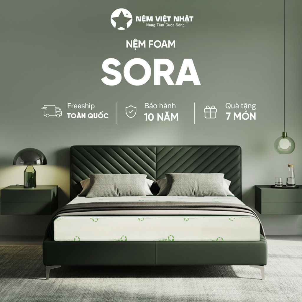 Nệm Foam Việt Nhật Sora - Hỗ Trợ Nâng Đỡ, Êm Ái Mềm Mại - Bảo Hành 10 Năm - Đầy Đủ Kích Thước | BigBuy360 - bigbuy360.vn