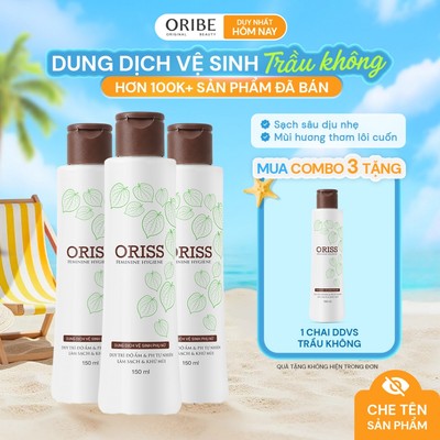 Combo 3 dung dịch vệ sinh phụ nữ Oriss trầu không dịu nhẹ hỗ trợ khử mùi, không gây khô rát 150ml/Chai