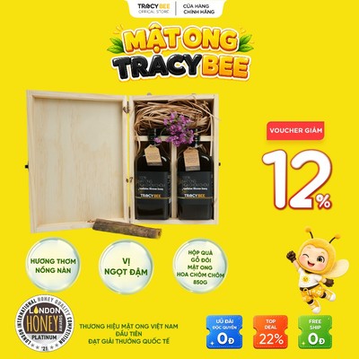 Hộp quà đôi mật ong Tracybee hoa chôm chôm 850G