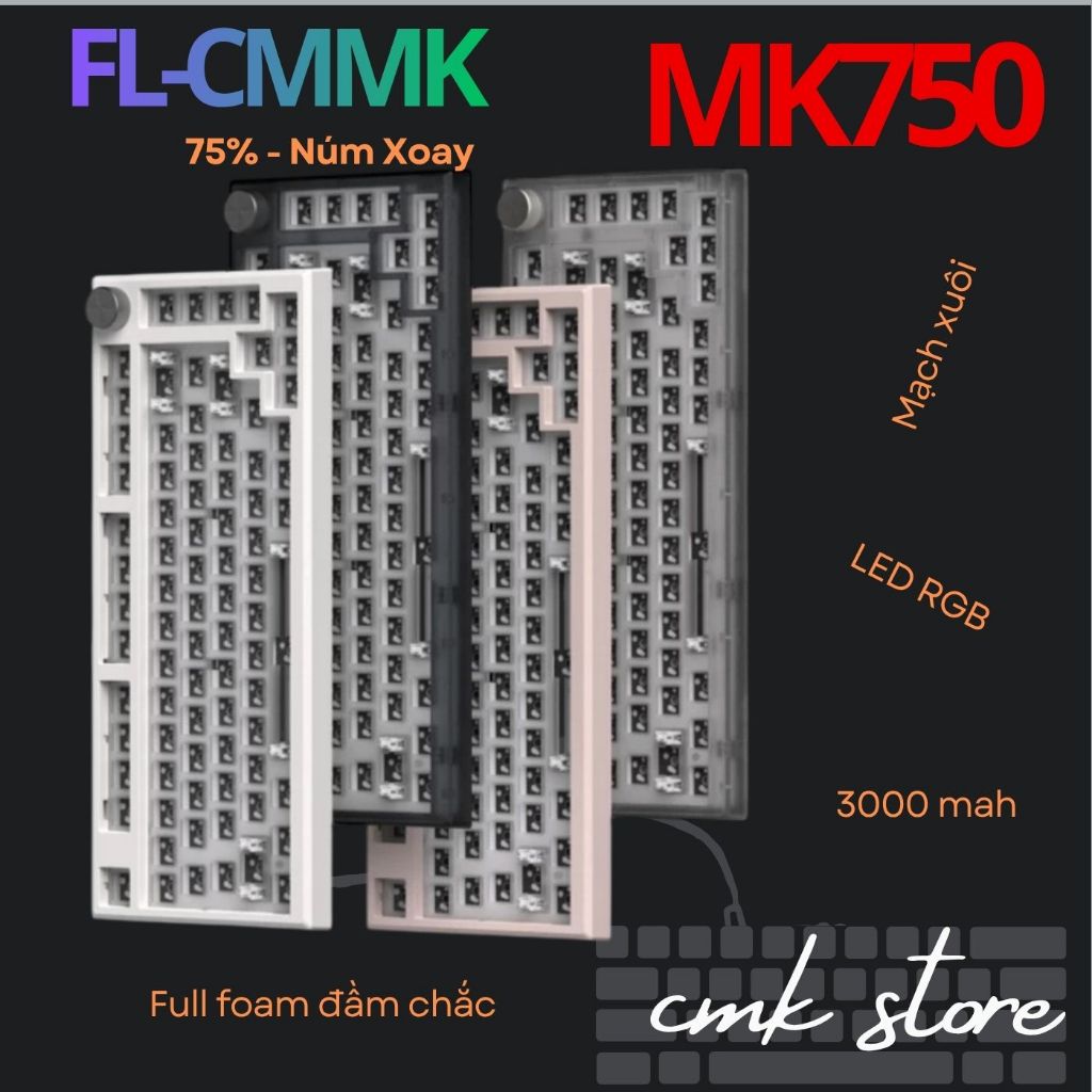 Kit bàn phím cơ FL-Esports MK750 3 Mode Mạch xuôi / Hotswap / Led RGB | Mod sẵn + build kèm Switch