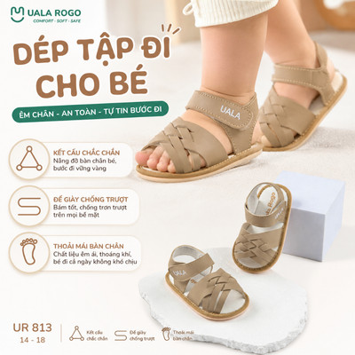 Dép bé trai bé gái tập đi Ualarogo sandal đế cao su chống trượt xăng đan quai dán điều chỉnh D4
