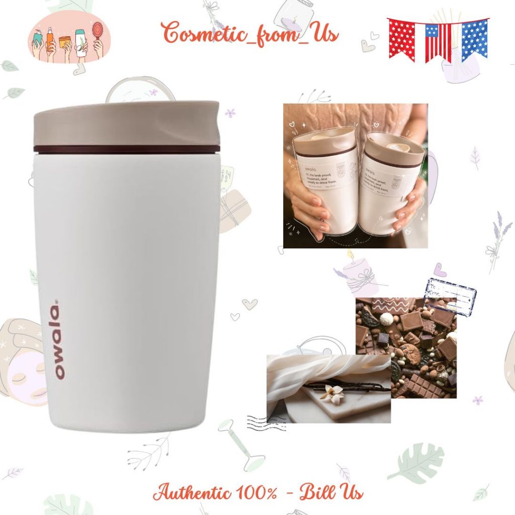 Ly giữ nhiệt xinh xắn Owala Smoothsip Vanilla Bean, Owala Vanilla Bean 12oz