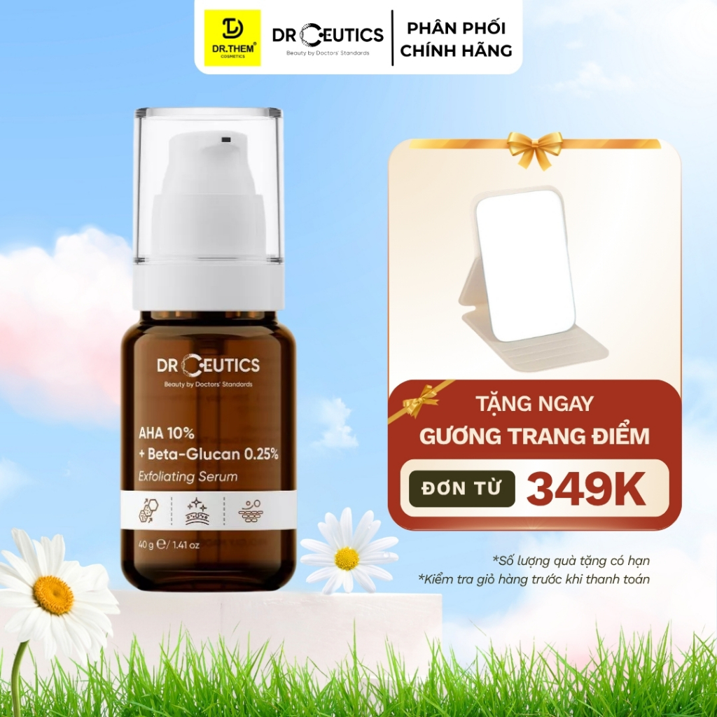 DrCeutics Tinh Chất Làm Trắng Tẩy Tế Bào Chết AHA 10% + Beta-Glucan 0.25% Exfoliating Serum 40g - Dr
