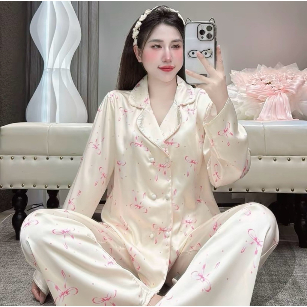 Đồ bộ Pijama Nữ nơ hồng 40-60kg