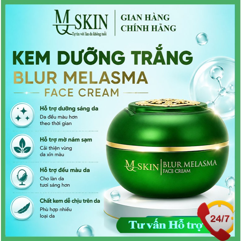 Combo kem face nám siêu trắng BLUR MELASMA 20g và serum Nám cốt sâm MQ SKIN chính hãng