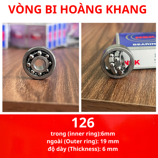 126 NSKNSK 126 là mã vòng bi cầu tự lựa 2 dãy (bạc đạn nhào tròn) 6x19x6 mm