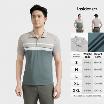 Áo Polo ngắn tay nam Insidemen kẻ Jacquard dáng Regular Fit họa tiết kẻ vân chìm độc đáo IPS123MAH0