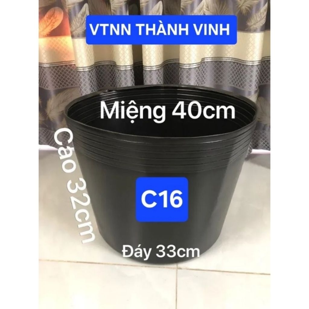 100 Cái Chậu C16 Có Lỗ + Bít Lỗ ( Giá Sỉ ) , Chậu Nhựa Trồng Cây,  Chất liệu Nhựa HDPE Bền Bỉ