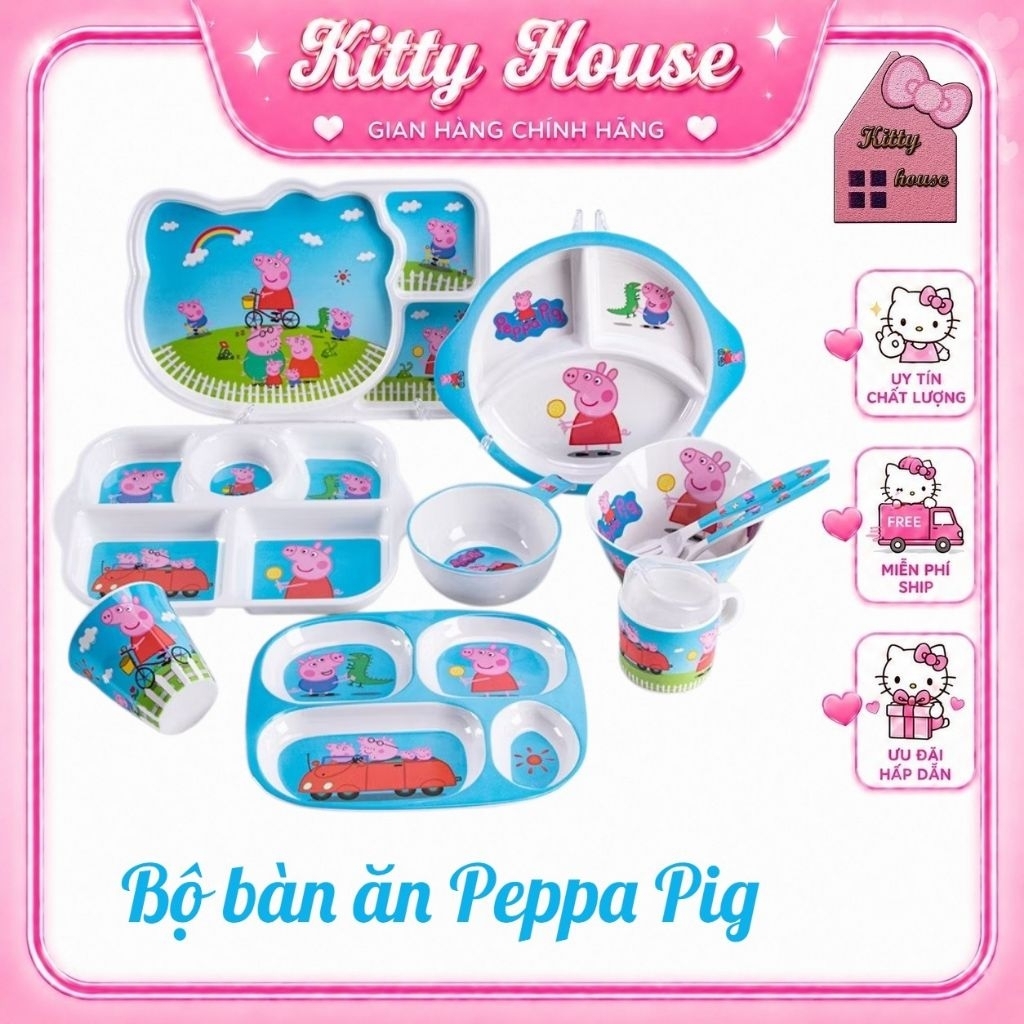 🌸[ PEPPA PIG ] CHÉN BÁT TÔ DĨA LY CỐC