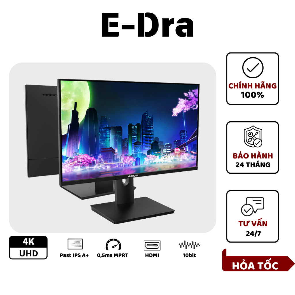 Màn Hình 4K Chuyên Đồ Họa EDRA EGM27U60P, Màn 27inch Gaming 4K AAA ( DP / HDMI / 60Hz / IPS A+ )