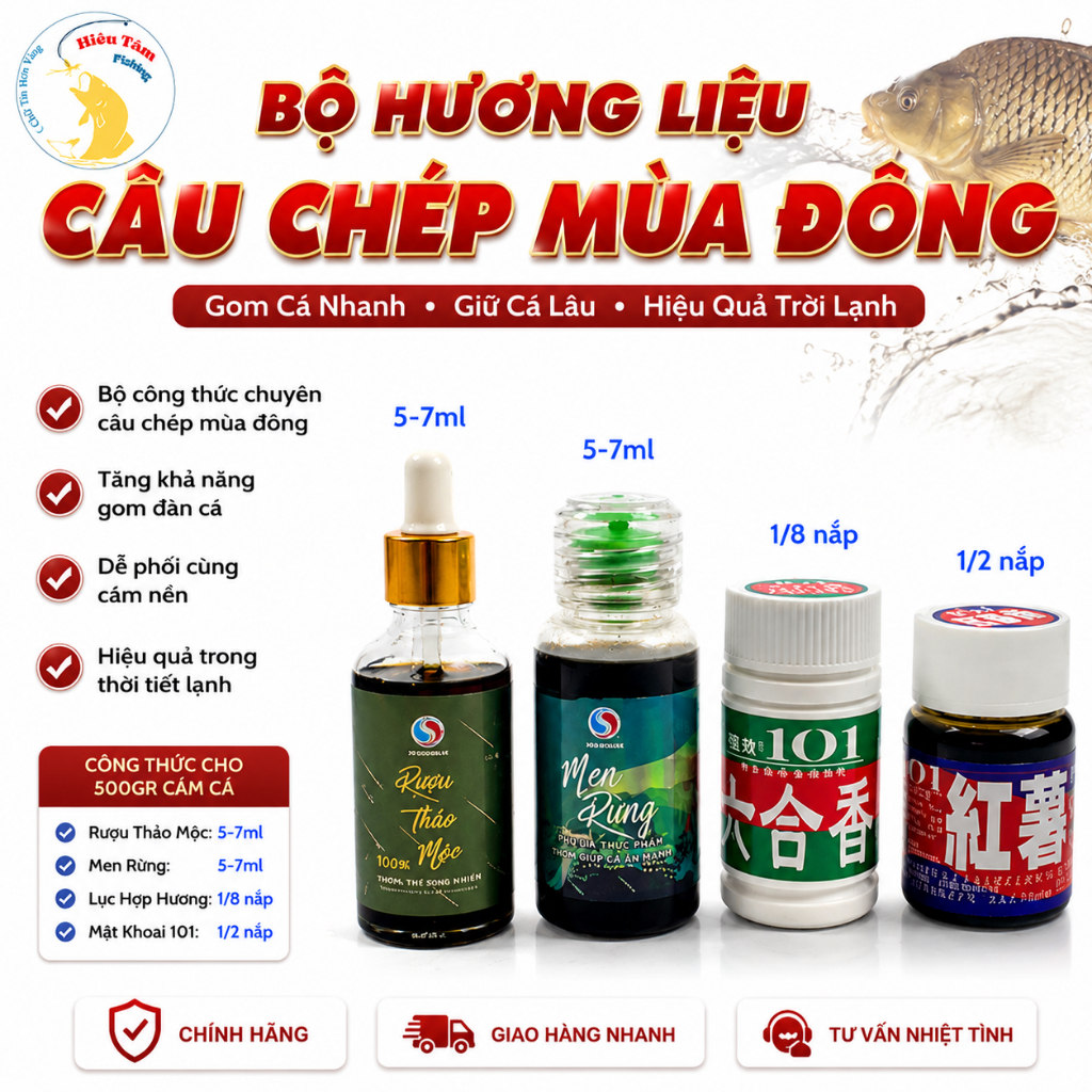 Hương Liệu Câu Chép Mùa Đông Sapham: Rượu Thảo Mộc +Men Rừng +Lục Hợp Hương 101 +Mật Khoai 101