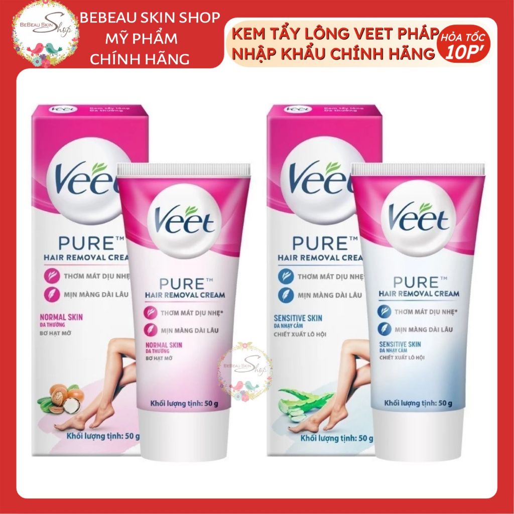 Kem Tẩy Lông Veet Pháp Kèm Thanh Gạt Nhập Khẩu Chính Hãng - Bebeau