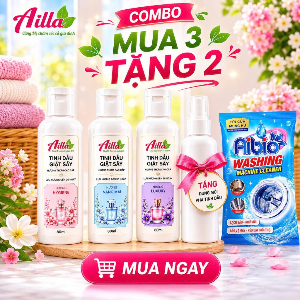 Tinh Dầu Thơm Quần Áo AILLA 80ml – Laundry Perfume Cao Cấp, Lưu Hương 24H