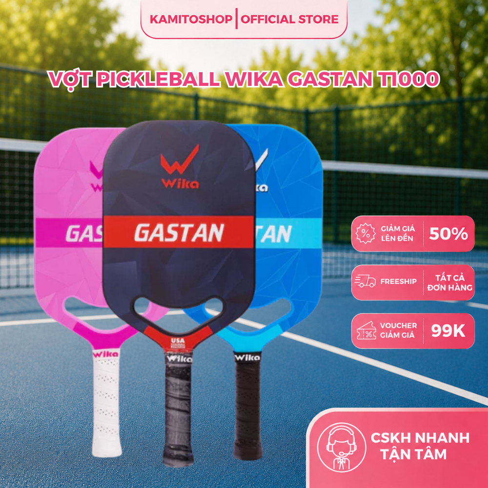Vợt Pickleball Wika Gastan T1000 – Carbon T1000, Hiệu Suất Vượt Trội, Chính Hãng Chuẩn Thi Đấu