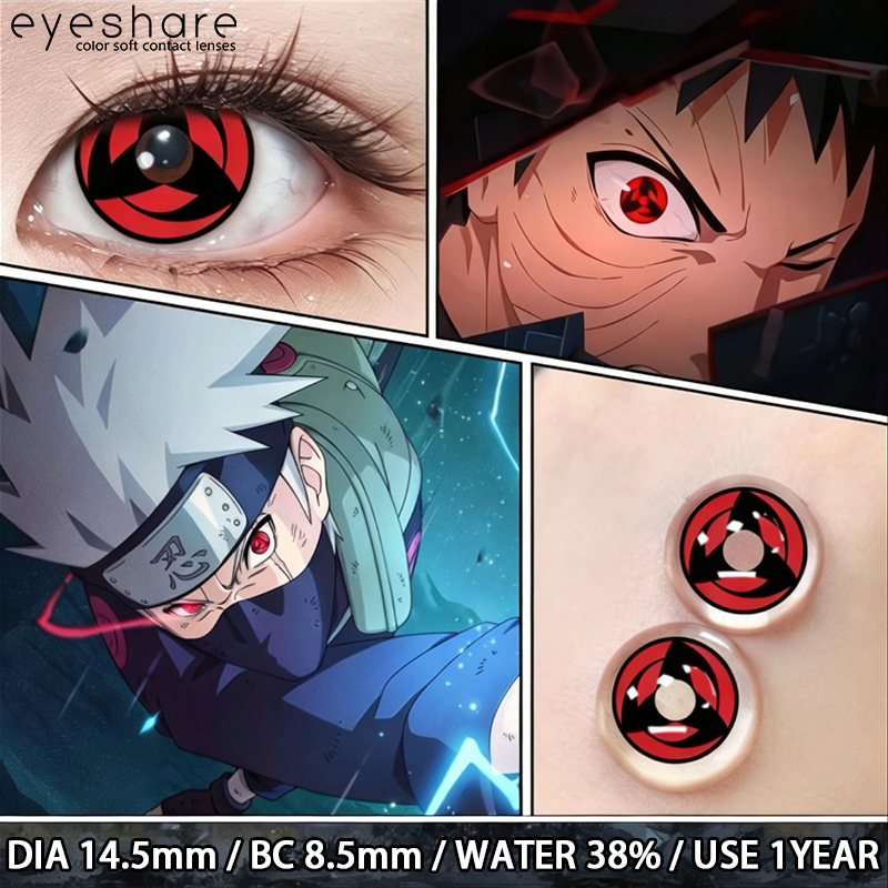 eyeshare naruto kính áp tròng màu cosplay sasuke kakashi sharingan anime lens