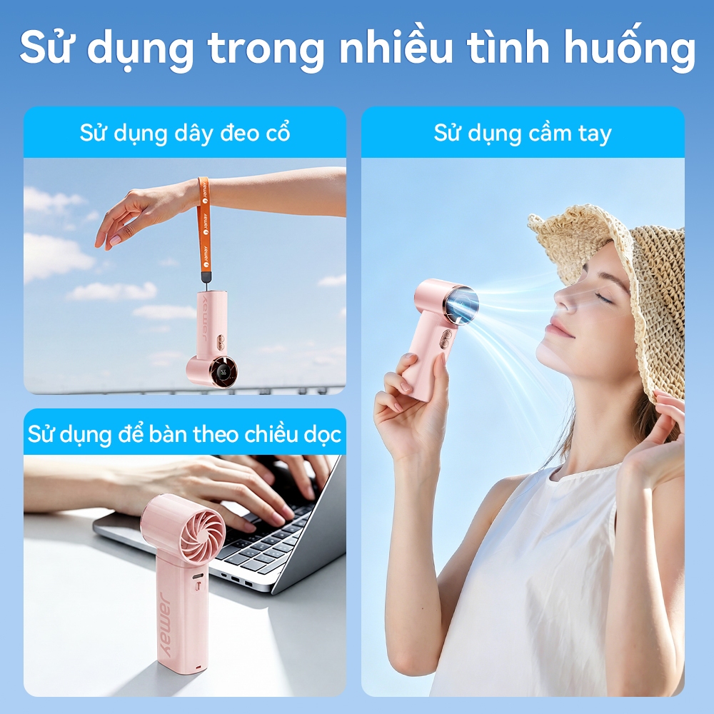 JAMAY Quạt cầm tay bỏ túi 25000R/M nhiệt nhanh màn hình kỹ thuật số thời tiết nóng bức thiết yếu NF2 | BigBuy360 - bigbuy360.vn