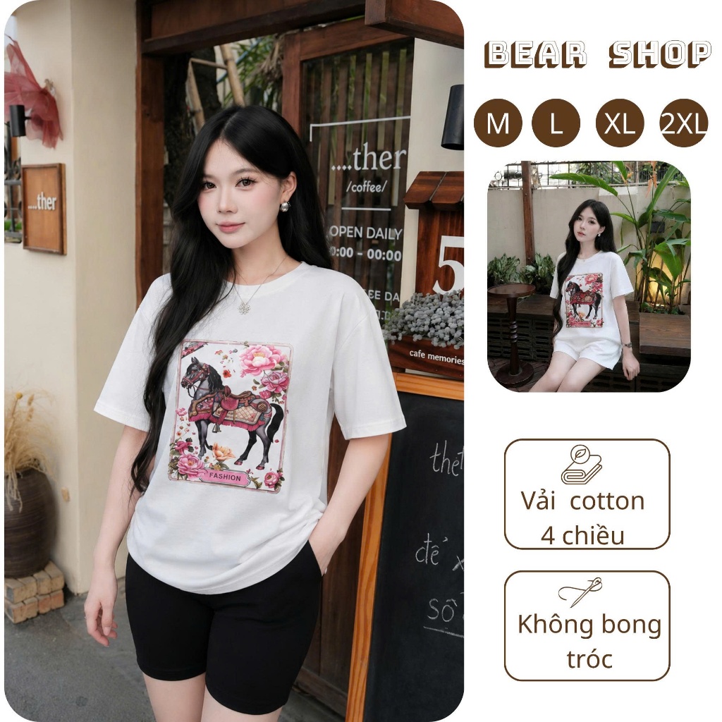 [CÓ LẺ ÁO] Set bộ cộc mặc hè nữ, set bộ đồ mặc nhà vải cotton 4 chiều in hình ngựa sắc nét BD24