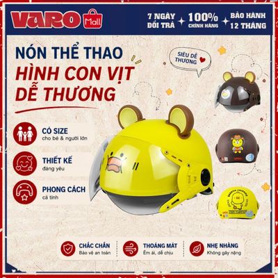 Mũ Bảo Hiểm Nửa Đầu Trẻ Em Kính Càng Tem Gà Con, Gấu Nâu - Nón Bảo Hiểm Cho Bé An Toàn - Chính Hãng