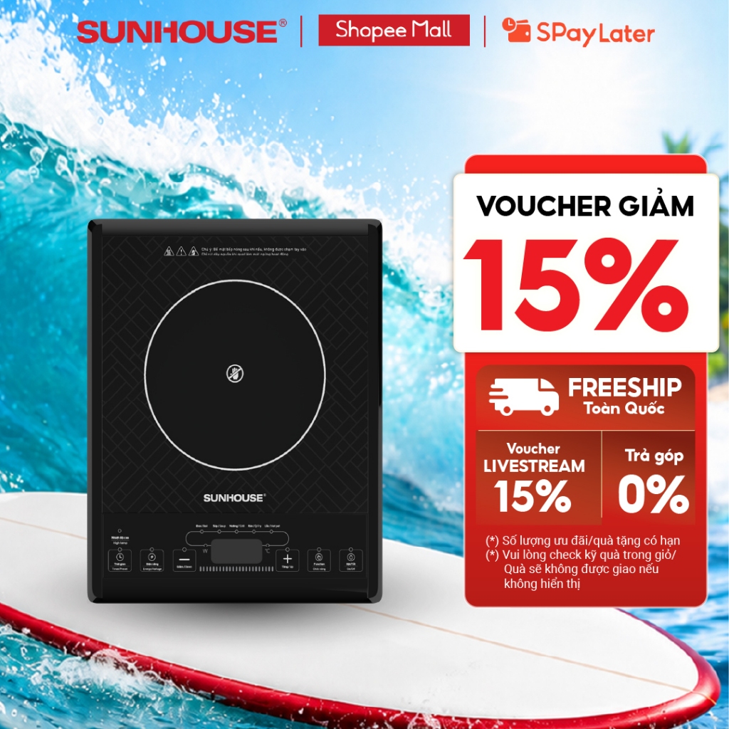 Bếp đơn hồng ngoại Sunhouse SHD6011 - Công suất 2000W - Phím bấm điện tử - 5 chế độ nấu - Bảo hành 1