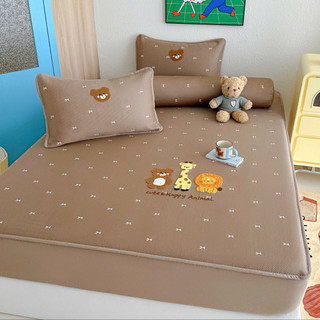 Ga Băng Lạnh hoạ Tiết Thêu Cute bộ 4 món – Chiếu Điều Hoà Mát Lạnh Ôm Nệm Chống Xô Lệch,chiếu mát lạnh mềm mịn