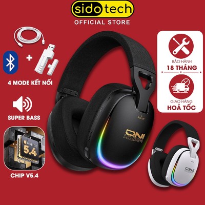 Tai nghe chụp tai gaming không dây SIDOTECH ONIKUMA GT805 bluetooth 4 mode chip V5.4 âm thanh 7.1 pin lớn  led RGB