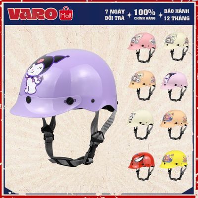 [Tặng Tai Mèo] Mũ Bảo Hiểm Trẻ Em VARO Cho Bé Từ 3 Đến 9 Tuổi Họa Tiết KUROMI LABUBU Chuẩn Quatest 2