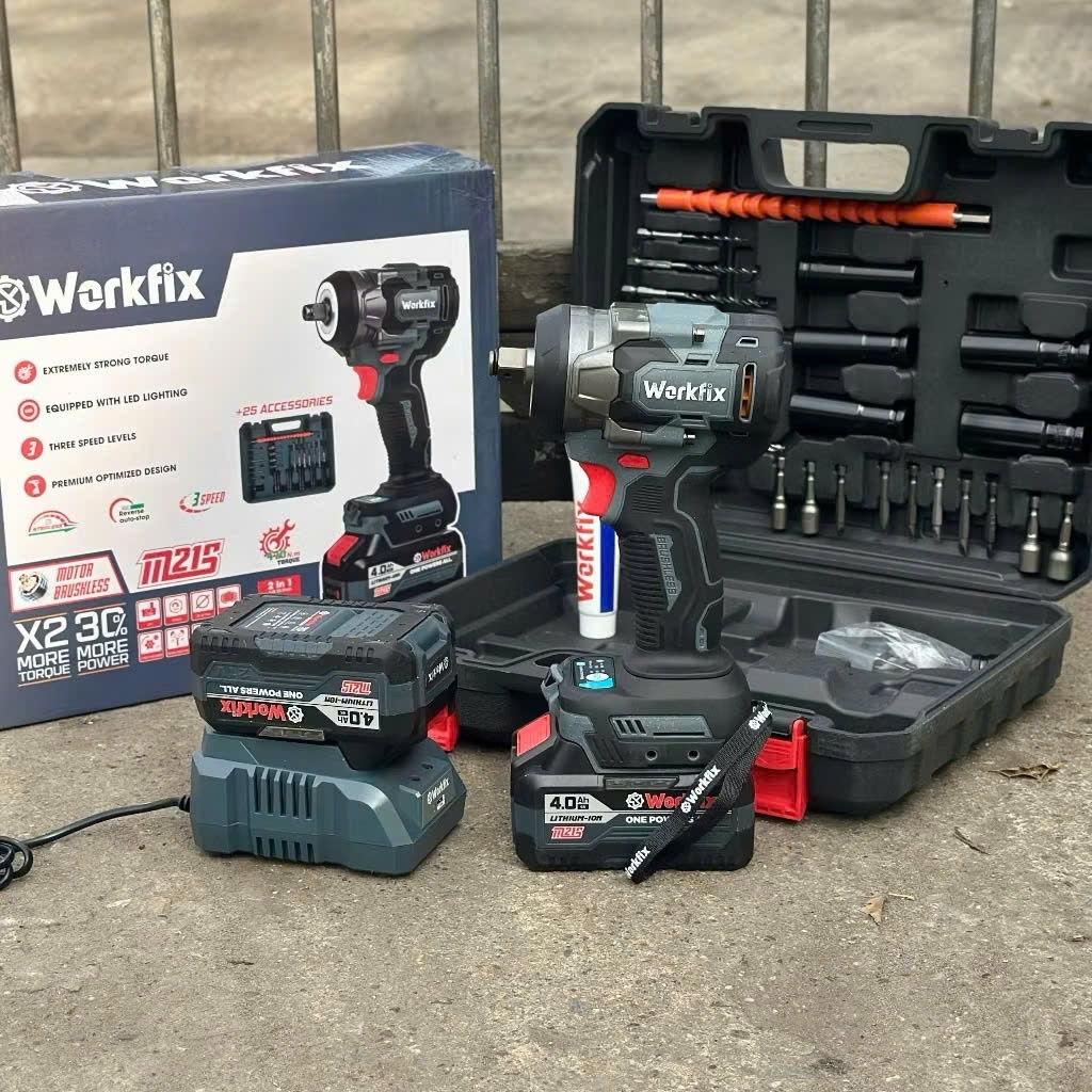 [Xám] Máy siết bulong WORKFIX WF-IW470N đầu 2 trong 1 - Lực siết 470Nm bảo hành chính hãng 12 tháng