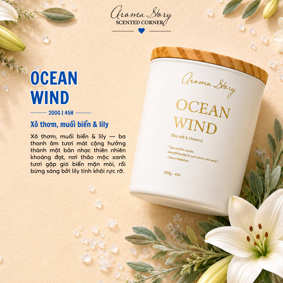 Nến Thơm Cao Cấp Tự Nhiên Aroma Story Hương Biển Ocean Wind Size 200g