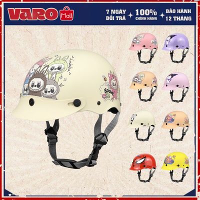 [Tặng Phụ Kiện]Mũ Bảo Hiểm Trẻ Em VARO Cho Bé Từ 3 Đến 9 Tuổi Hoạt Tiết KUROMI CAPYBARA Đạt Chuẩn