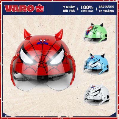 Mũ Bảo Hiểm Trẻ Em Người Nhện Kính Chắn gió Cho bé Từ 5 - 10 tuổi Dễ Thương - Chính Hãng - BH 1 Năm