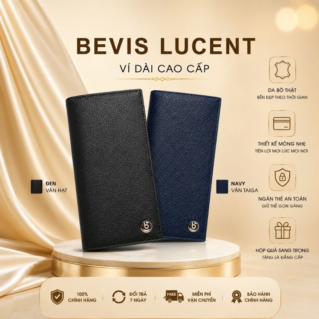 Bevis LUCENT  - Ví cầm tay nam da bò nhập khẩu cao cấp