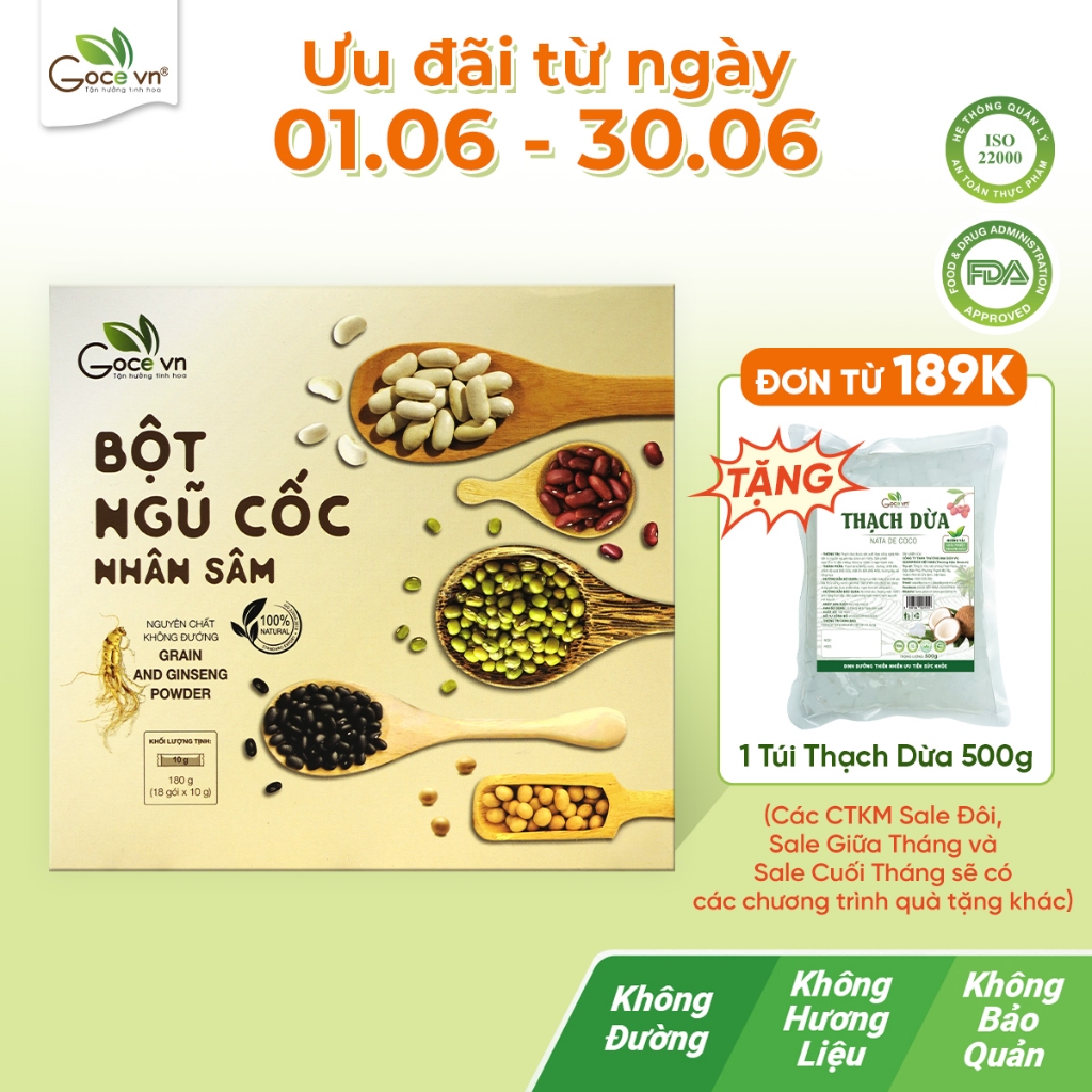 Bột ngũ cốc nhân sâm Goce - 180g (18 gói x 10g)