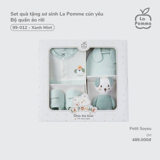 Set quà tặng sơ sinh La Pomme cún yêu - Bộ quần áo rời - 0M Xanh mint