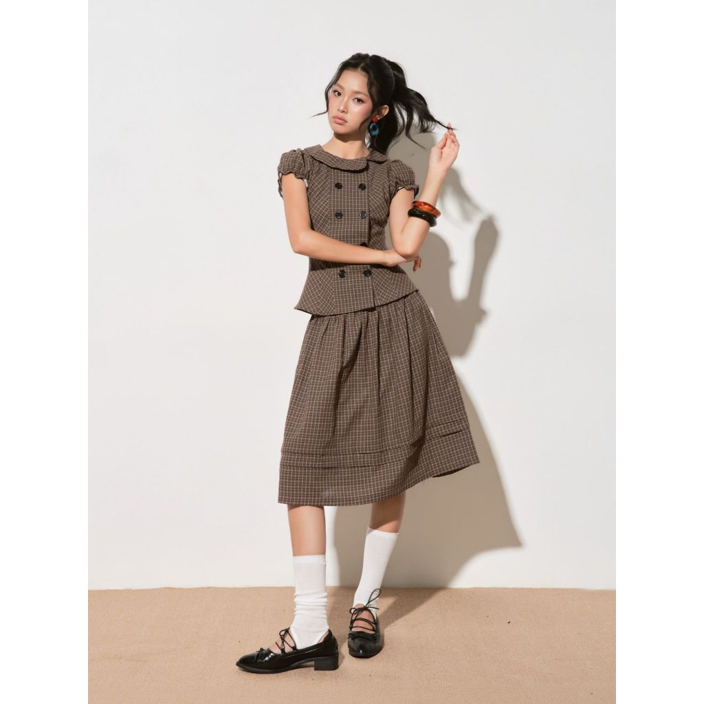 CRISPUS - Chân váy caro lửng dáng xoè - HIKARI MIDI SKIRT