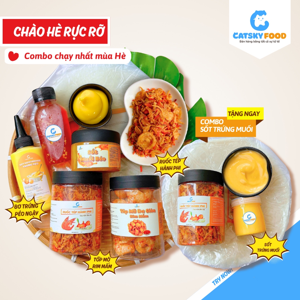 Combo Chào Hè Rực Rỡ - Bánh tráng phơi sương Catsky Food đồ ăn vặt tiện lợi
