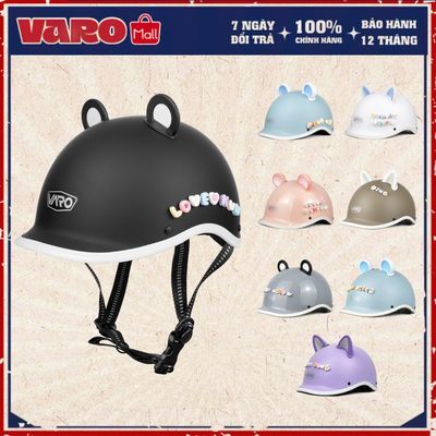 [Combo Đón Tết] Mũ Bảo Hiểm VARO Cá Heo Nửa Đầu Thời Trang - Tặng Charm Chữ - Shopee Mall Chính Hãng