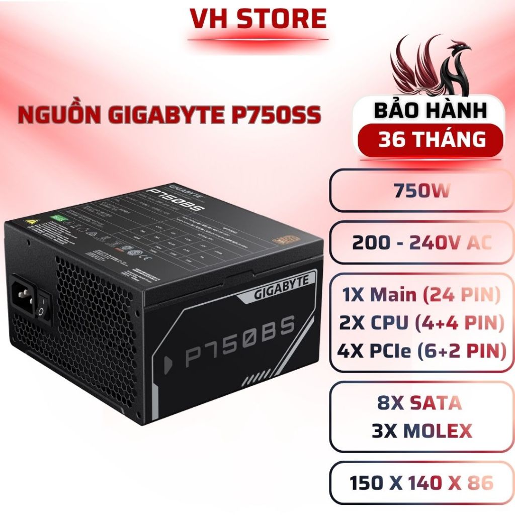 Nguồn GIGABYTE GP-P750BS 750W 80 Plus Bronze Gaming PSU - BẢO HÀNH 36 THÁNG - VHSTORE