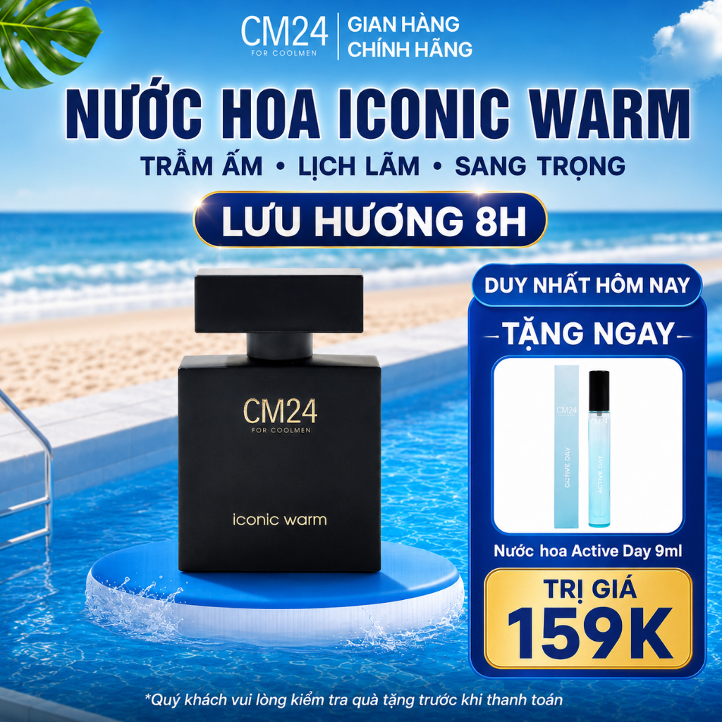 (HƯƠNG GỖ) Nước Hoa Nam CM24 ICONIC WARM Eau de Parfum Sang Trọng, Đẳng Cấp, Quyến Rũ, Lưu Hương Lâu - 50ml