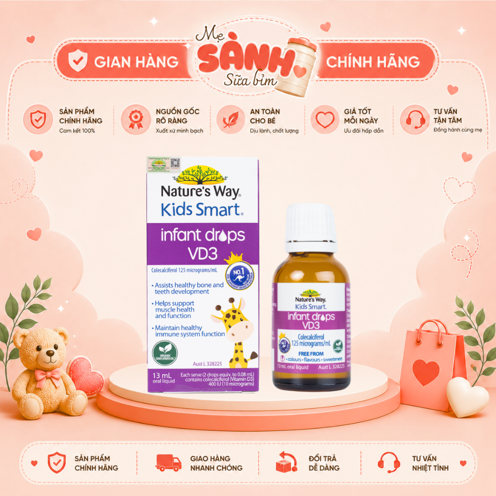 Vitamin D3 ORGANIC Nature’s Way, D3 Thuần Cho Trẻ Sơ Sinh Kids Smart Infant Drops VD3 - Hộp 13ml
