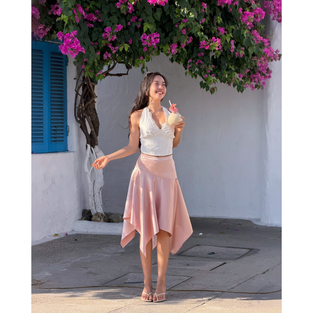 Chân Váy Lụa Dáng Midi Lai So Le La Boutique SS26 - VN004-2605LAT | BigBuy360 - bigbuy360.vn